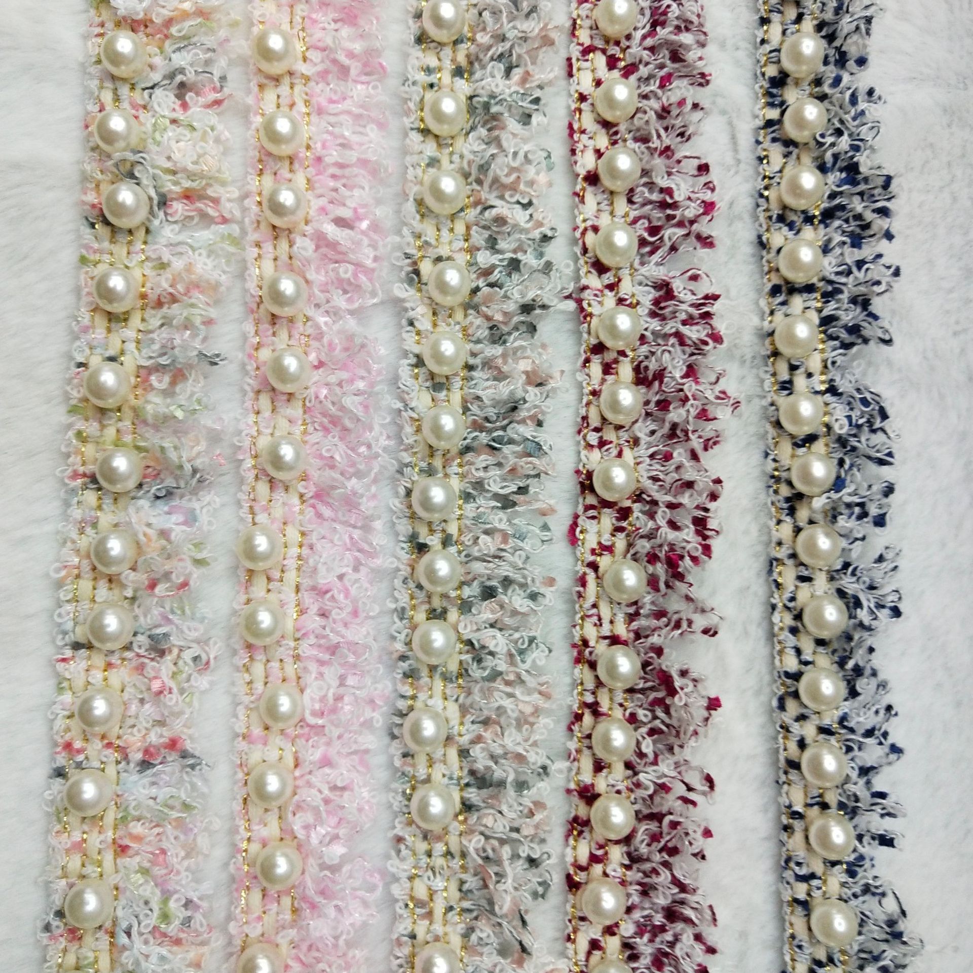 韩国小香风织带珍珠毛线编织蝴蝶结手工diy发饰服装辅料厂家批发