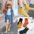 New children's socks spring and autumn boy's and girl's socks pure color imitation cloth label student socks tube socks