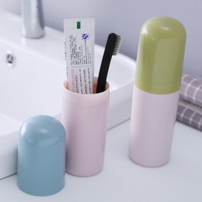 Two - color travel toothbrush case picking toiletries cup portable plastic toothbrush case with cover for toothbrush and toothpaste