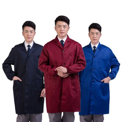 Working Clothes Long men's Coats Blue Coats Long Labor Protection Service Transport Custom created Word Printed Word Smock Coat Warehouse