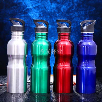 2018 New Single-Layer Stainless Steel Sports Kettle Creative New Outdoor Vacuum Cup Customized Factory Wholesale