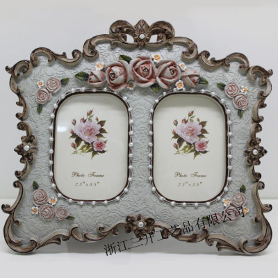 [factory direct sale] European resin frame double hole classical style home furndecoration wedding studio