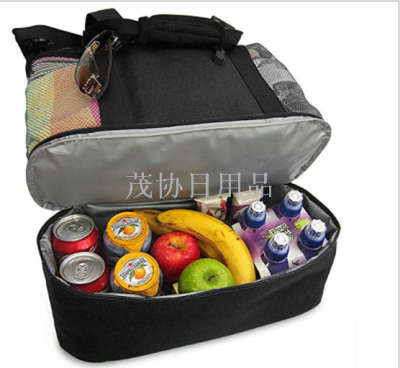 High quality beach net bag double deck ou hand bill of lading shoulder hot selling insulation bag travel storage bag