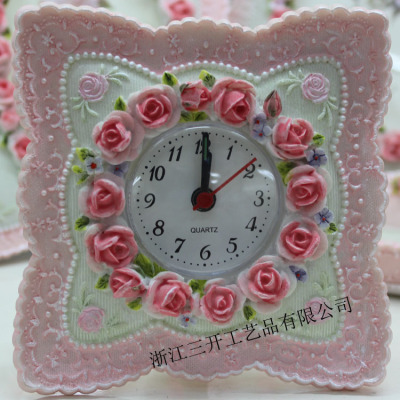 [factory direct sale] European classic rose garden style set alarm clock/wall clock wedding household items