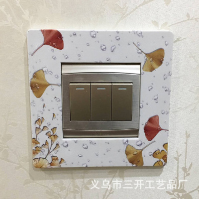 Retro creative art switch stick wall stick household cartoon switch cover socket protection cover wedding decoration 3D three-dimensional simplicity
