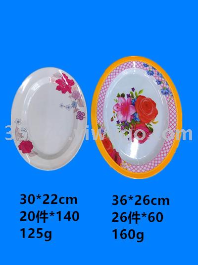 密胺椭圆盘 密胺腰盘 仿陶瓷贴花盘 跑江湖 摆地摊爆款 可按吨卖