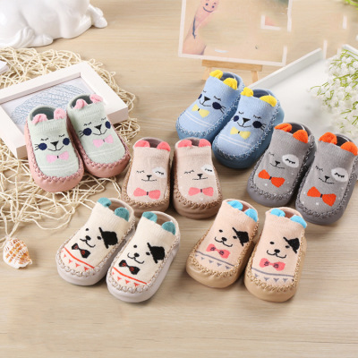 2019 cute cartoon baby shoes and socks children's floor socks baby shoes and socks toddlers shoes and socks non-slip rubber sole tube