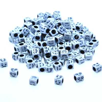 Kandi Scattered Beads Acrylic Letter Bead 6mm Square White Background Black Expression Fun DIY Fork Bracelet Scattered Beads