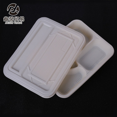 Disposable to-Go Box Five-Grid Lunch Box Environmentally Friendly Degradable Lunch Box Corn Starch Compartment Takeaway Fast Food Box Customization