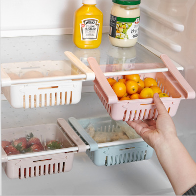 Refrigerator storage basket plastic expansion storage basket kitchen snacks storage basket kitchen lesssorting box