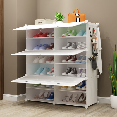 Pure white new multi-layer resin pp home simple and simple shoe rack DIY wholesale plastic simple shoe cabinet