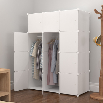 Simple wardrobe plastic small combination cabinet storage storage cabinet fabric art Simple modern economic assembly wardrobe