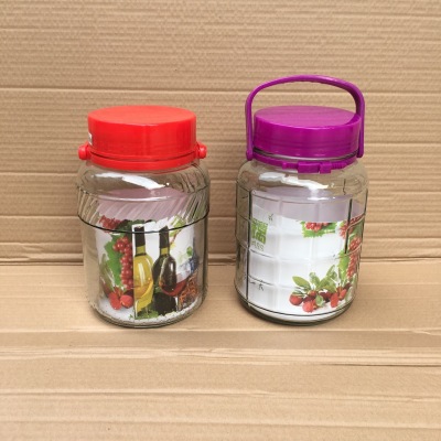 High white material glass chuang feng three litre 6 jin bubble bottle purple cover box plum bottle red cover twill bottle manufacturers