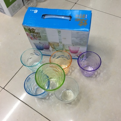 Dazzle color glass six colors raindrop cup gift set activity gift six sets of glass water cup factory wholesale
