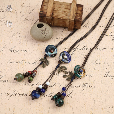 Jewelry jingdezhen manufacturers ethnic wind lady ceramic alloy silk chain summer clothing accessories