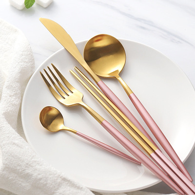 Web celebrity spoon, western food eat steak knife and fork chopsticks tableware set household 304 stainless steel set