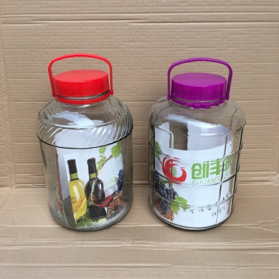 Large chuangfeng glass bottle 10 liter 20 jin pack red cover twill purple cover square mercifully wine name plum bottle manufacturers direct sales