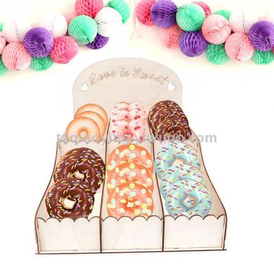 Wooden donut rack party decorations candy boxes birthday party decorations baby shower holiday party supplies