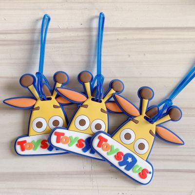 Factory Customized Wholesale Creative PVC Soft Plastic Giraffe Luggage Tag Travel Luggage Cartoon Luggage Pendant