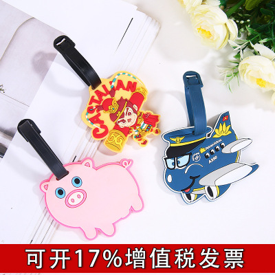 Factory Customized Cartoon Silicone Flexible Glue PVC Luggage Tag Boarding Tag Luggage Accessories Luggage Tag Card Holder
