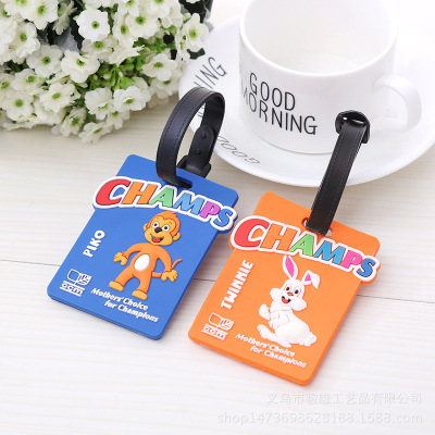 PVC Factory Customized Soft PVC Luggage Tag Fashion Cartoon Cute Luggage Tag Korean Creative Boarding Pass