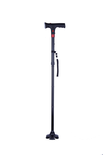 Multifunctional Crutch Aluminum Alloy with Light Four Corners Folding Cane Alarm with Light Climbing Crutch