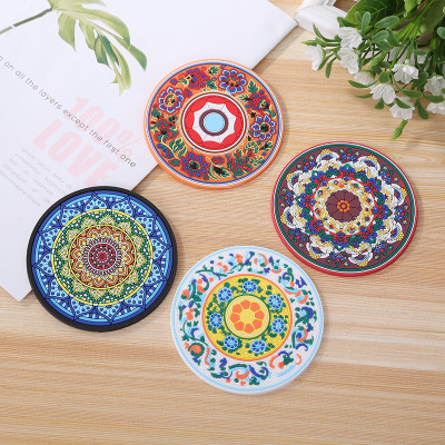 Factory Direct Sales Japanese Soft Rubber Heat Proof Mat Cartoon round Anti-Scald Multi-Purpose Coaster Placemat Wholesale