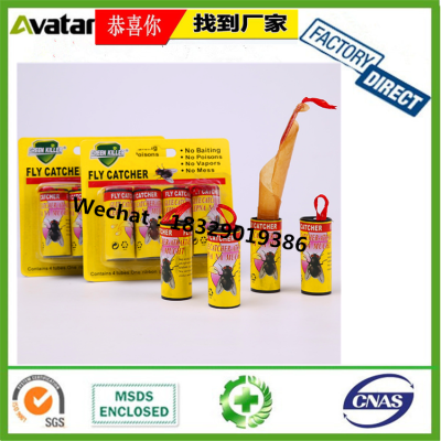 GREEN KILLER YELLOW CARD With 4 Rolls Sticky Catch Flies Paper Flying Glue Trap Ribbon Fly Catcher fly trap catcher