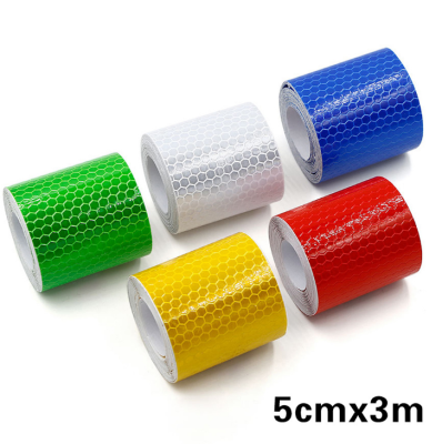 5cm * 3M White Adhesive Tape Crystal Color Lattice Reflective Stripe Traffic Safety Reflective Adhesive Tape Reflective Warning Tape