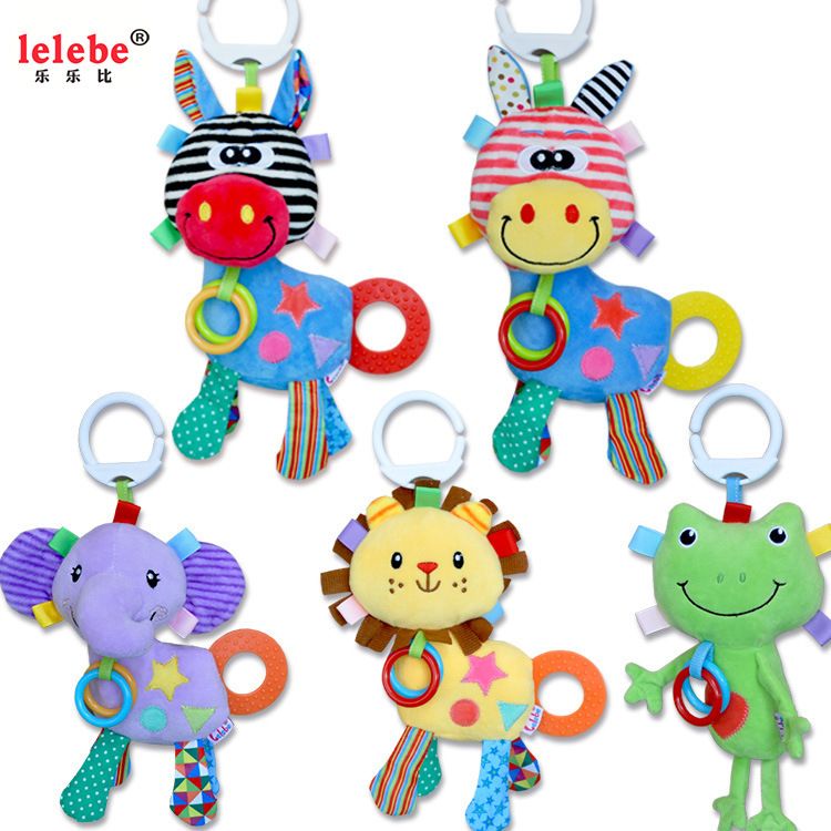 lelebe婴幼儿益智毛绒玩具 牙胶尾巴动物公仔安抚玩具 