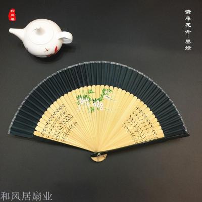 Hand painted side fan summer gift fan Chinese style Japanese folding fan