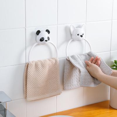 No punching panda puppy rabbit towel hanging bathroom cartoon towel bar No trace rubber towel rack