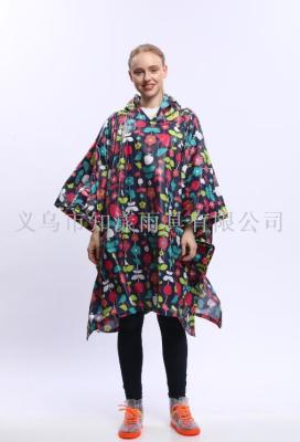 Le Yuhong PVC raincoat for adults waterproof poncho printed cape