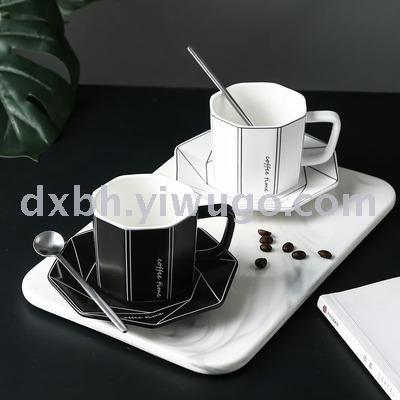 Nordic ceramic coffee cup and saucer set simple office water cup elegant coffee cup afternoon tea creative mug