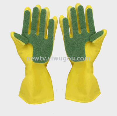 New household latex labor protection gloves made of five-finger sponge cleaning gloves