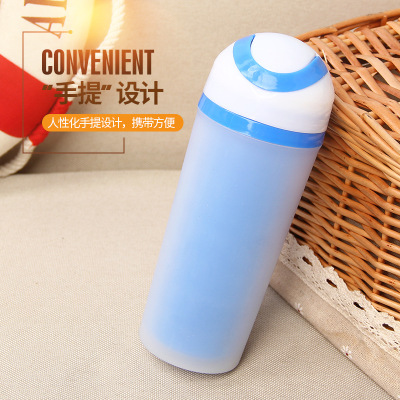 Candy-colored plastic double-deck cup plastic frosted cup outdoor sports pot portable 500ml