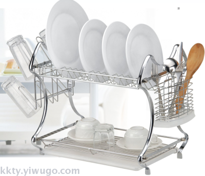 2 Layer Dish Rack Dish Drainer, Water-proof