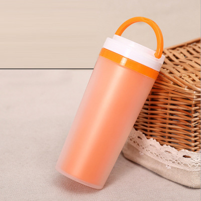 Plastic advertising cup candy color heat preservation cup custom double frosted Plastic cup portable cup 500ml