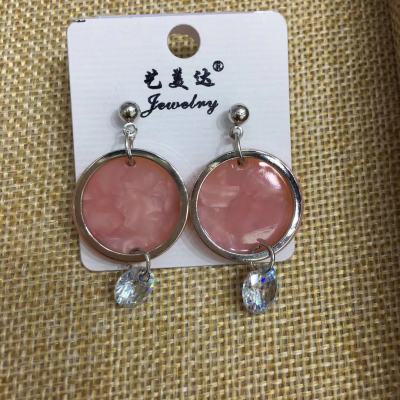 Ear nail earrings ear ornaments new hot selling temperament joker pink round delicate senior sense