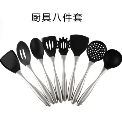 Amazon Hot Selling Kitchen Tools Stainless Steel Handle Silicone 8-Piece Kitchenware High Temperature Resistant Edible Silicon Kitchenware