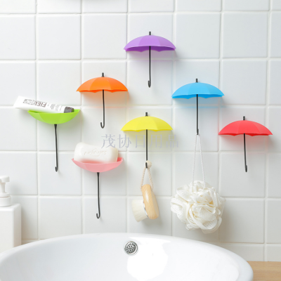 Creative umbrella hook no trace no nail cute little sticky hook door after sticky hook wall hanging hook 3 sets