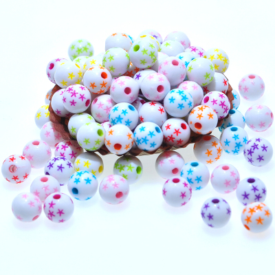 Children's Puzzle DIY Scattered Beads round 8mm White Background Colorful Starry Sky Kandi Bracelet Wrist Ring Scattered Beads Wholesale by Jin