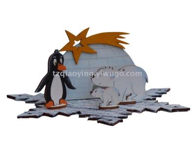 Wooden DIY material kit set penguin polar bear