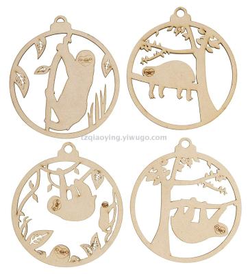 Wooden Christmas decorations can draw blank Christmas tree pendants children DIY monkey wood pieces