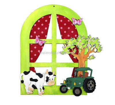 Wooden DIY material package set farm cow pendant