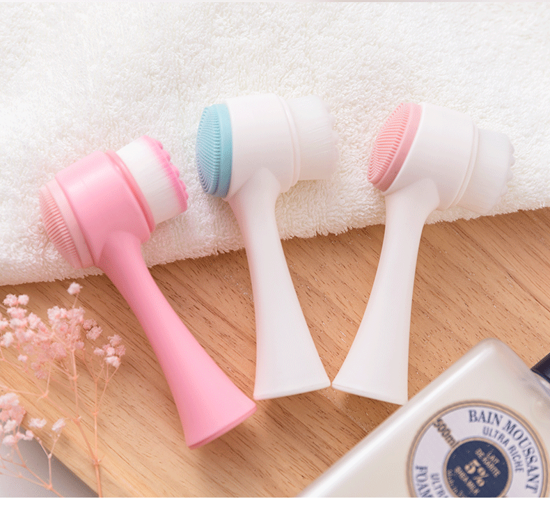 Double-Sided Face Brush Soft Bristles Silicone Facial Cleansing Instrument Manual Facial Brush TikTok Face Wash Deep Pore Cleaner