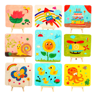 Children's wood painting wood DIY paint boards graffiti color clay painting snow mud pearl clay painting
