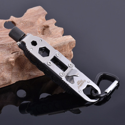 Mini portable multi-function combination tool magic driver screwdriver bottle opener with mountaineering buckle