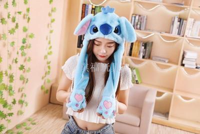Douyin hat with rabbit ear hat web celebrity with cute warm rabbit hat with moving ears