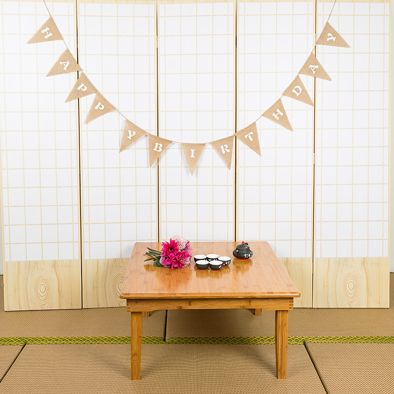 初麻 圣诞婚庆类派对拉旗 DIY 麻布三角旗 happy birthday 可定制